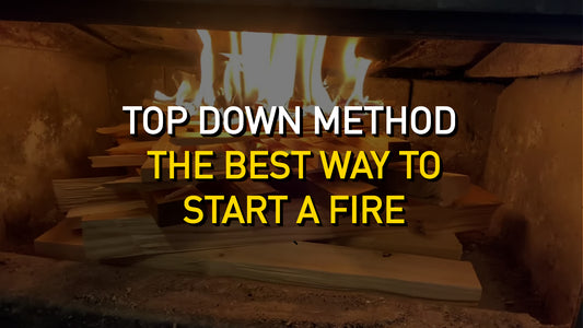 Example of the top-down fire lighting method using Lekto Natural Firelighters 
