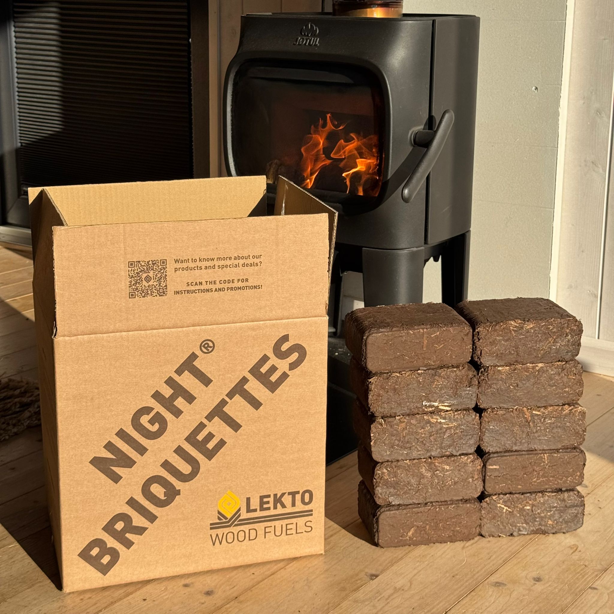 8-Hour Night Briquettes - Long Burning Logs | Lekto Woodfuels